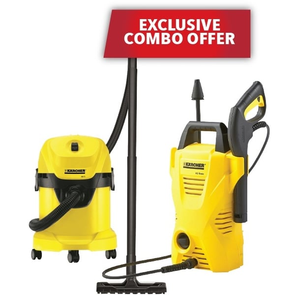 Buy Karcher WD3 Wet & Dry Vacuum Cleaner + K2COMPACTCAR Pressure Washer  Online in UAE