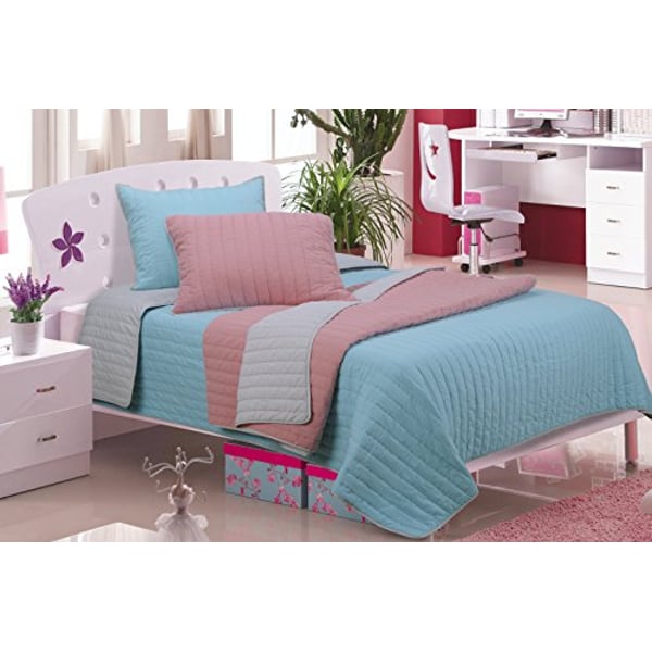 Superior 100% Cotton Soft 2-Pieces Twin Brandon Vertical Striped Quilt Set Light Blue Superior 100% Cotton Soft 2-Pieces Twin Brandon Vertical Striped Quilt Set Light Blue