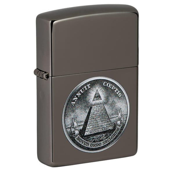 Zippo Classic Lighter Model 49395 American Dollars Great Seal Design | Windproof | Metal Material - Black Ice