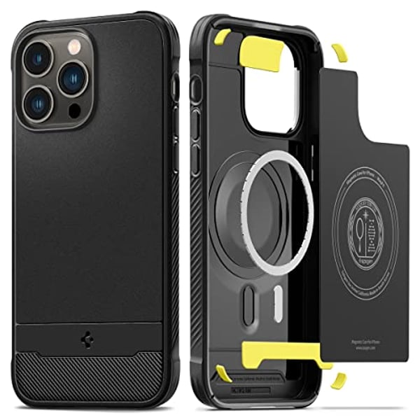 Spigen Rugged Armor (MagFit) compatible with MagSafe designed for iPhone 14 Pro case cover (2022) - Matte Black