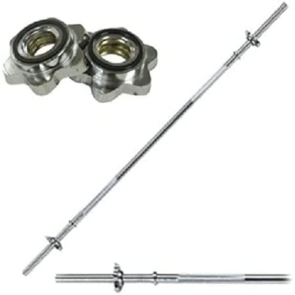 ULTIMAX Barbell Weight Bar Straight Weight Lifiting Bar Straight Threaded Bar 1 inch Diameter Solid Steel Bar with Spinlock Nuts 210 cm