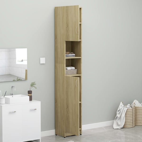 vidaXL Bathroom Cabinet Sonoma Oak 32x25.5x190 cm Engineered Wood vidaXL Bathroom Cabinet Sonoma Oak 32x25.5x190 cm Engineered Wood