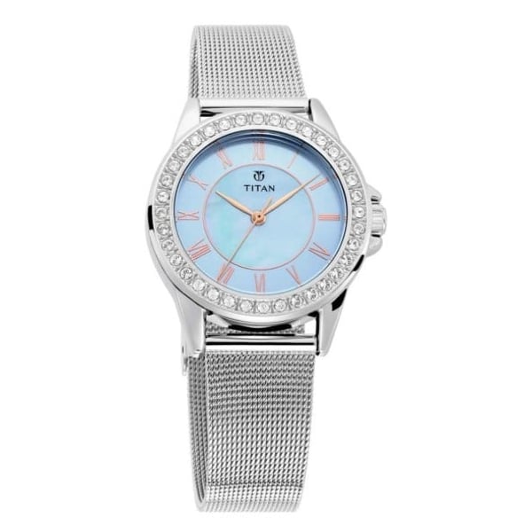 Titan silver 2025 metal analog watch