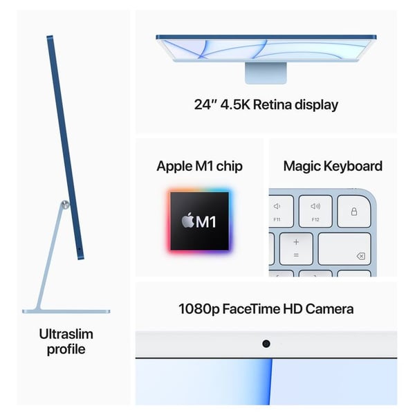 iMac 24-inch (2021) - M1 chip 8GB 256GB 7 Core GPU 24inch Blue English Keyboard iMac 24-inch (2021) - M1 chip 8GB 256GB 7 Core GPU 24inch Blue English Keyboard