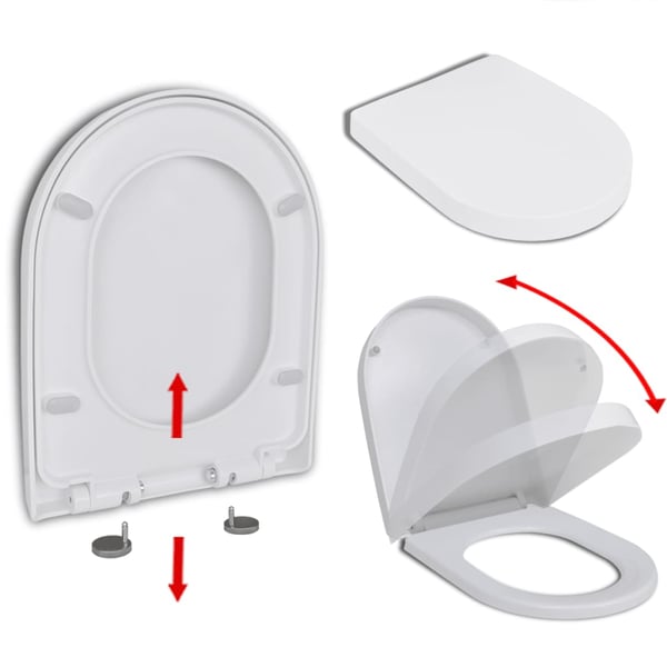 vidaXL Soft-close Toilet Seat with Quick-release Design White Square vidaXL Soft-close Toilet Seat with Quick-release Design White Square