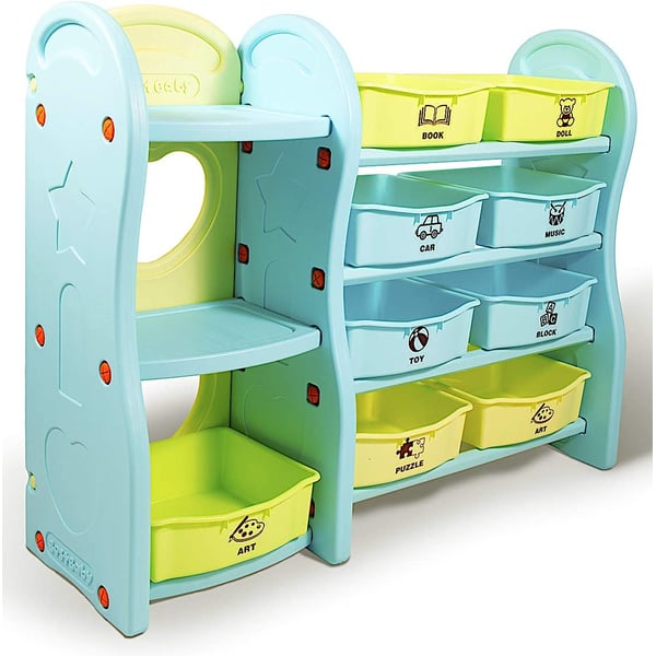 Home Canvas LARGE Children Deluxe Multi-Bin Toy Organizer with Storage Bins, Toys Storage Box for Girls, Kids Toy Box Storage for Boys, Multicolor