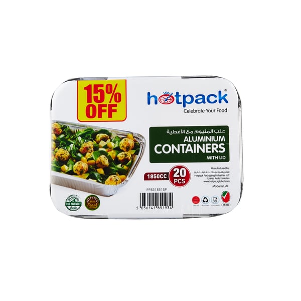 Hotpack Aluminium Container 83185 + Lid 20pcs 15% Offer