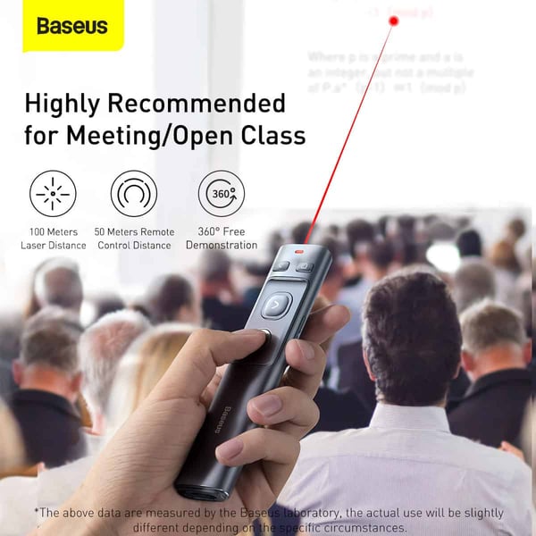 Baseus Rechargeable Professional Orange Dot Wireless Presenter Laser Pointer- Grey Baseus Rechargeable Professional Orange Dot Wireless Presenter Laser Pointer- Grey