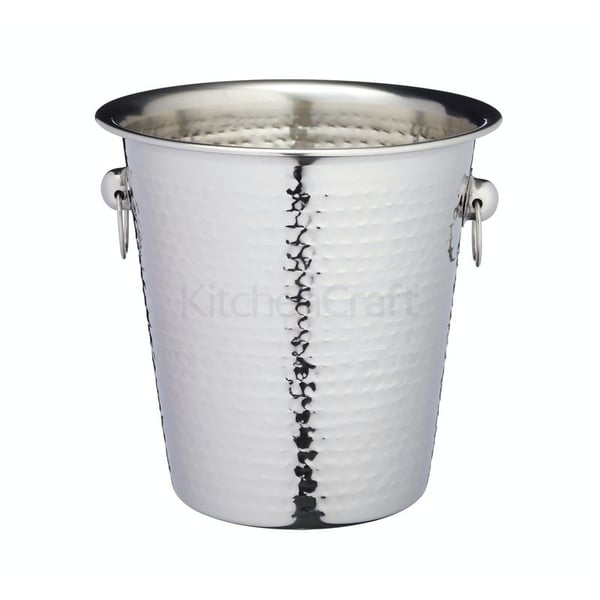 BarCraft Hammered Stainless Steel Champagne Bucket Gift Tagged BarCraft Hammered Stainless Steel Champagne Bucket Gift Tagged