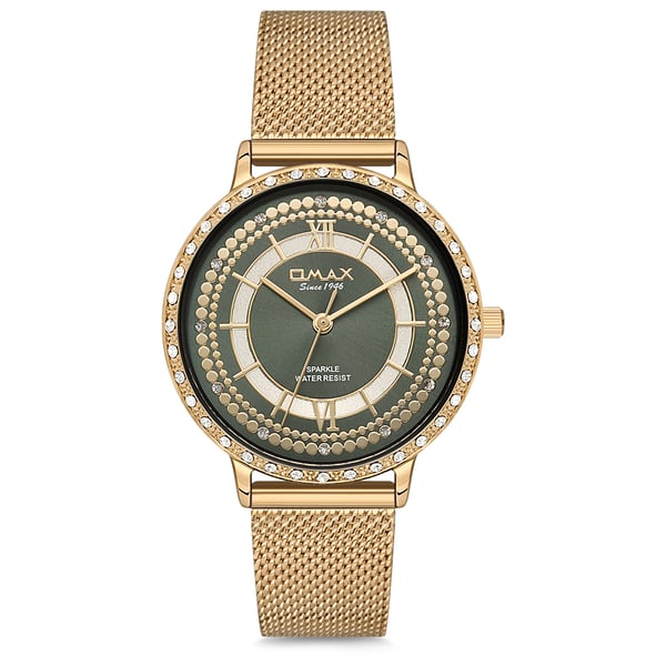 Omax Sparkle Collection Gold Mesh Analog Watch For Women SPM02G21I