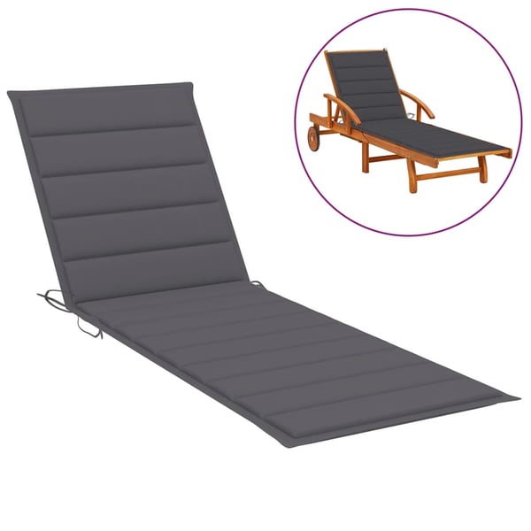 vidaXL Sun Lounger Cushion Anthracite 200x50x3 cm Fabric