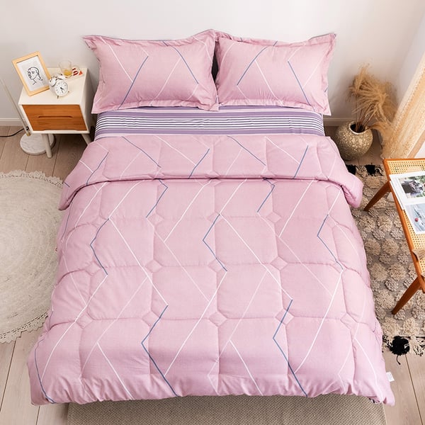 Buy RishaHome 4 Piece King Size Comforter Set (220×240 cm) Pink Flare