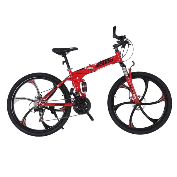 Mogoo Runner 26 Inch Folding Bike (Red) 100% Assembled