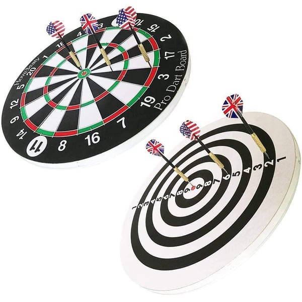 ULTIMAX Dart Board Set, 15 Inch Double Sided Dart Board Flocking Dart Board Including 6 Darts Excellent Indoor Game and Party Games Darts, Sports Gifts for Kids and Adults, Easily Hangs Anywhere ULTIMAX Dart Board Set, 15 Inch Double Sided Dart Board Flocking Dart Board Including 6 Darts Excellent Indoor Game and Party Games Darts, Sports Gifts for Kids and Adults, Easily Hangs Anywhere