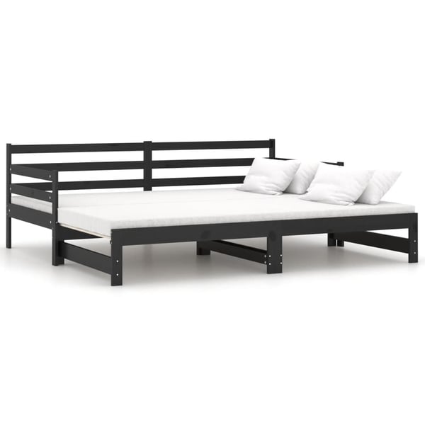 Vidaxl Pull-out Day Bed Black Solid Pinewood 2x