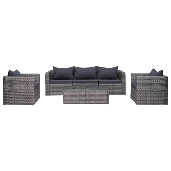 Vidaxl 6 Piece Garden Sofa Set With Cushions Pillows Poly Rattan Grey