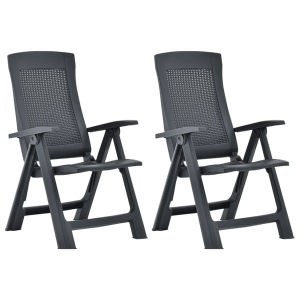 vidaXL Garden Reclining Chairs 2 pcs Plastic Anthracite vidaXL Garden Reclining Chairs 2 pcs Plastic Anthracite