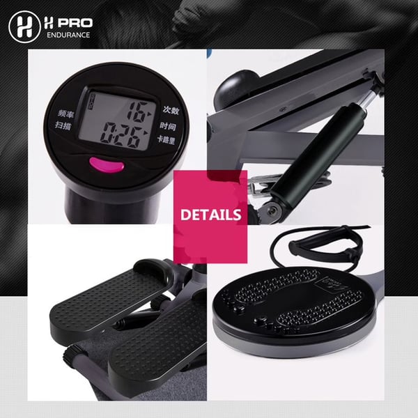 H Pro Twist Fitness Equipment Home Gym Mini Stepper With Twisting Waist Plate Dumbbell Handrail Elastic Rope LCD Display HM000MS-12 H Pro Twist Fitness Equipment Home Gym Mini Stepper With Twisting Waist Plate Dumbbell Handrail Elastic Rope LCD Display HM000MS-12