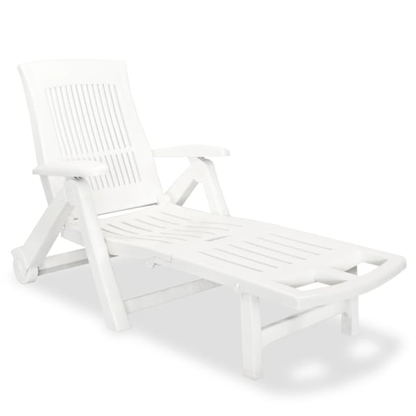 vidaXL Sun Lounger with Footrest Plastic White vidaXL Sun Lounger with Footrest Plastic White