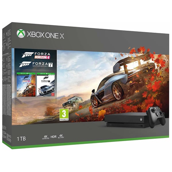 Microsoft Xbox One X Gaming Console 1TB Black + Forza Horizon 4 + Forza Motorsport 7 DLC Games
