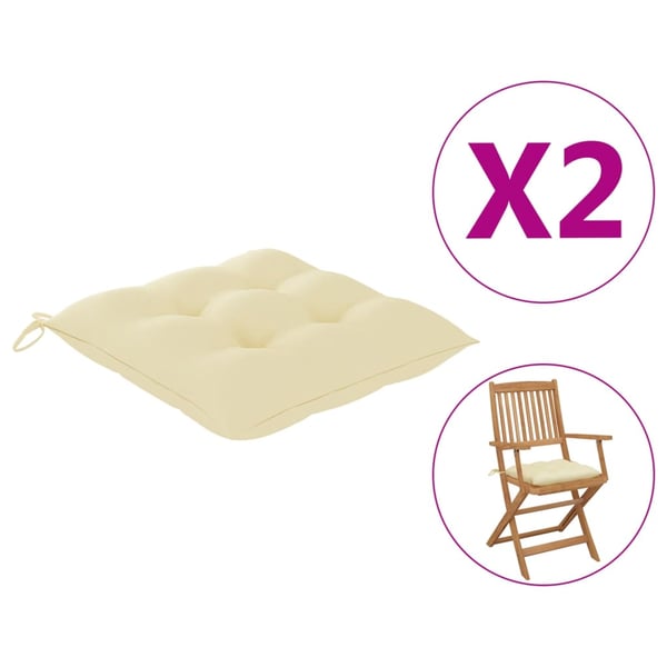 Vidaxl Chair Cushions 2 Pcs Cream White 40x40x7 Cm Fabric