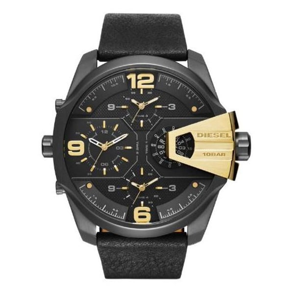 Diesel DZ7377 Uber Chief LEATHER Black/Gold Men's Watch