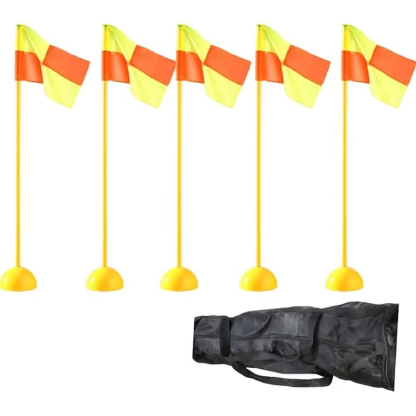ULTIMAX Soccer Football Field Corner flags Portable Soccer Flags Soccer Poles, Detachable Football Flag Poles Set with Carrying Bag-5 Pcs