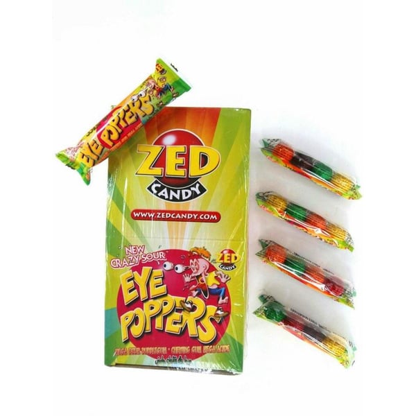 Zedcandy Crazy Sour Eye Poppers 4 Pieces - Mega Sour Bubblegum Chewing Gum Mega Acide 2371, 26.8 Gr (Pack of 36) Zedcandy Crazy Sour Eye Poppers 4 Pieces - Mega Sour Bubblegum Chewing Gum Mega Acide 2371, 26.8 Gr (Pack of 36)
