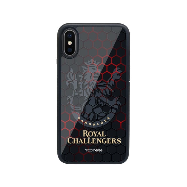 Macmerise Rcb Hex Pattern - Glass Phone Case For Iphone X