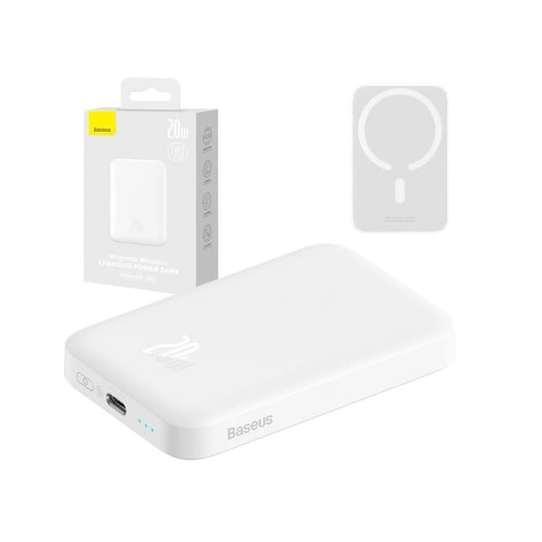 Baseus Magnetic Wireless Charging Power bank 6000mAh 20W White Baseus Magnetic Wireless Charging Power bank 6000mAh 20W White