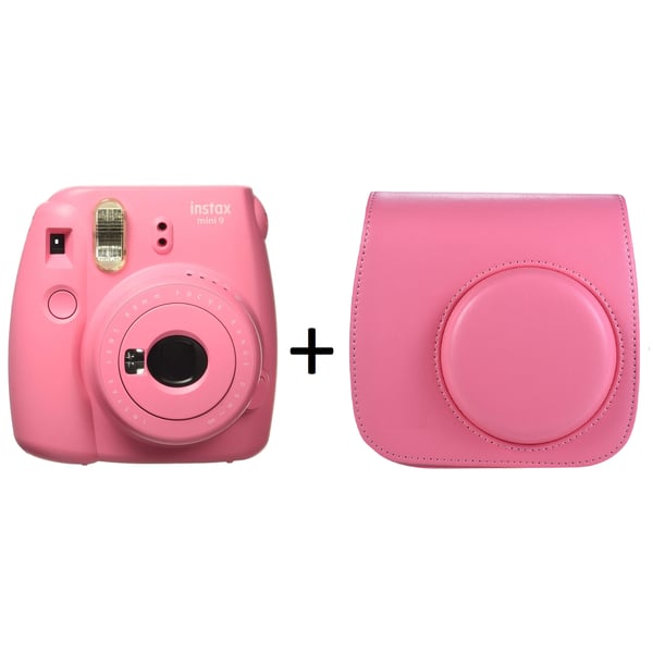Fujifilm INSTAX Mini 9 Instant Film Camera Flamingo Pink + Leather Bag
