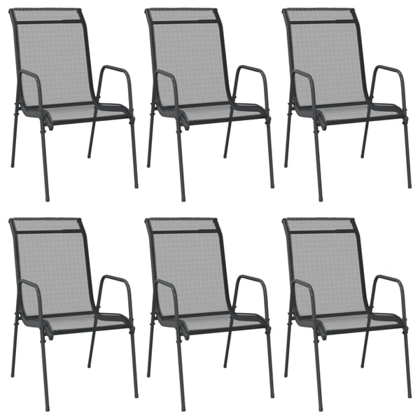 vidaXL Garden Chairs 6 pcs Steel and Textilene Black vidaXL Garden Chairs 6 pcs Steel and Textilene Black