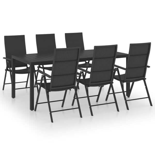 vidaXL 7 Piece Garden Dining Set Black vidaXL 7 Piece Garden Dining Set Black