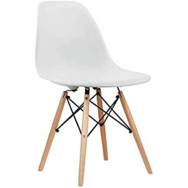 Buy Galaxy Design Modern Dining Chair Plastic Shell With Wooden Legs White Color Size L x W x H