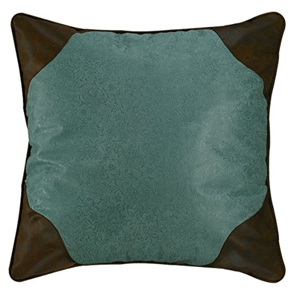 Hiend Accents Calhoun Turquoise Faux Tooled Leather Euro Sham Pillow Cover