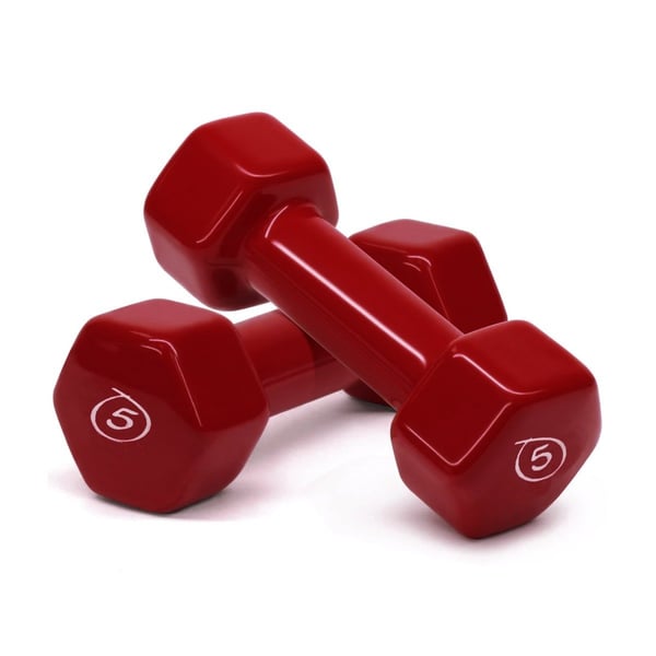 Sparnod Fitness Anti-slip And Anti-roll Hex Vinyl Dumbbells 5KG Each X 2 For Workout, Exercise & Fitness