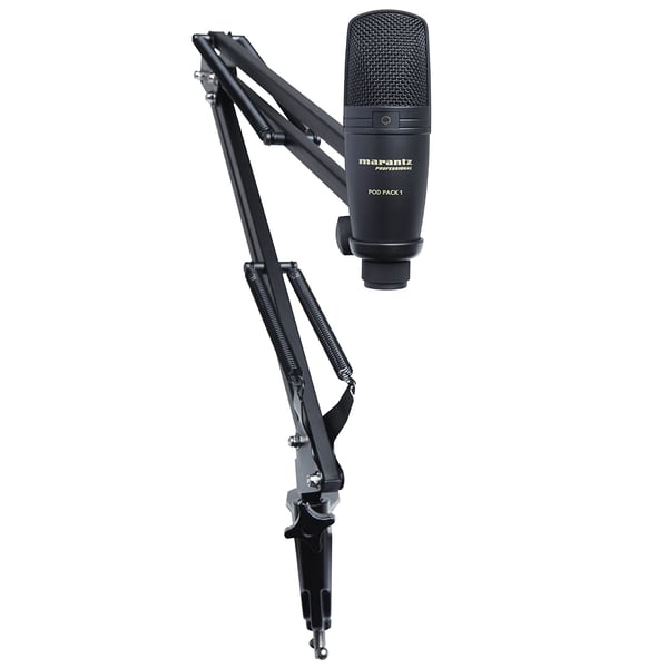Marantz Pro Complete Podcast Kit - USB Condenser Studio Microphone, Audio Interface, Fully-Adjustable Broadcast Stand and USB Cable - Pod Pack 1