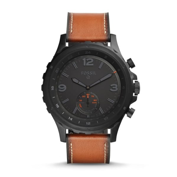 Fossil FTW1114 Hybrid Smartwatch - Q Nate Dark Brown Leather
