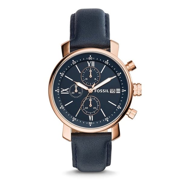 Fossil Rhett Chronograph Navy Leather Watch Bq1704