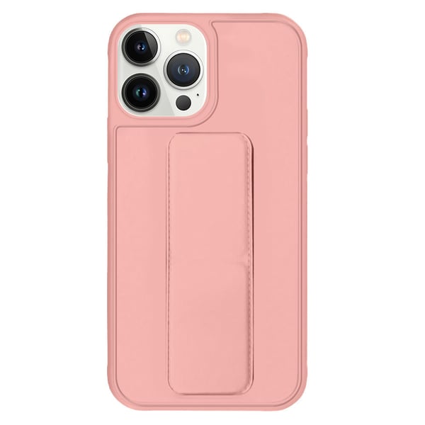 Margoun case for iPhone 14 Pro Max with Hand Grip Foldable Magnetic Kickstand Wrist Strap Finger Grip Cover 6.7 inch Light Pink