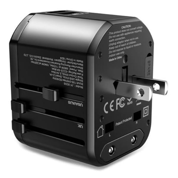 Rock 5V/3A Dual USB Universal Adaptor Black Rock 5V/3A Dual USB Universal Adaptor Black