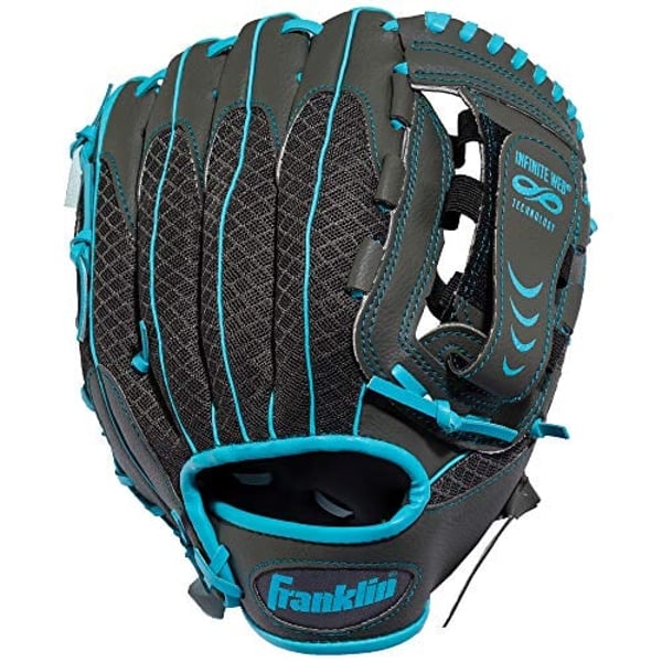 Franklin Sports Teeball Infinite Web/Shok-Sorb Combo Series Fielding Left Hand Glove 10.5-Inch Graphite/Blue Franklin Sports Teeball Infinite Web/Shok-Sorb Combo Series Fielding Left Hand Glove 10.5-Inch Graphite/Blue