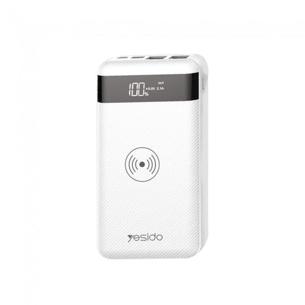 Yesido 10000mAh Portable Wireless Dual USB Power Bank - WHITE
