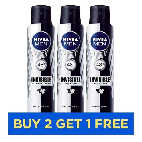 Nivea Invisible B&W Original Men 150ml - Buy 2 Get 1 Free Nivea Invisible B&W Original Men 150ml - Buy 2 Get 1 Free