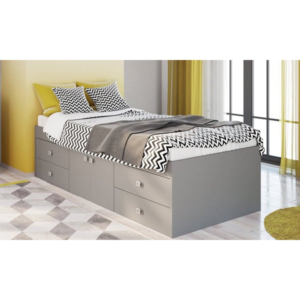 Kidsaw Single Bed with Storage Captain s Cabin Storage Single Bed with Mattress Grey