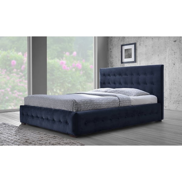 Buy Modern and Contemporary Navy Blue Velvet Fabric Buttontufted