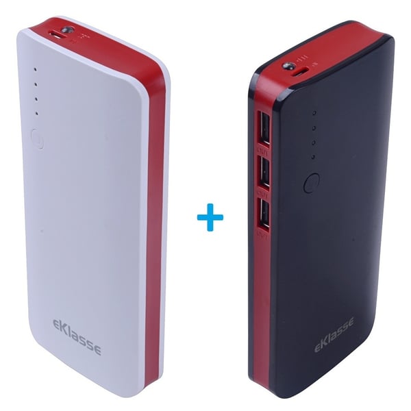 Eklasse EKPB0804BXM Power Bank 8000mAh Black/Red + EKPB0804BXM Power Bank 8000mAh White/Red