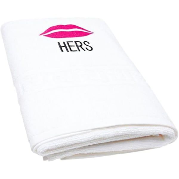 Personalized For You Cotton White Her Lips Embroidery Bath Towel 70*140 cm