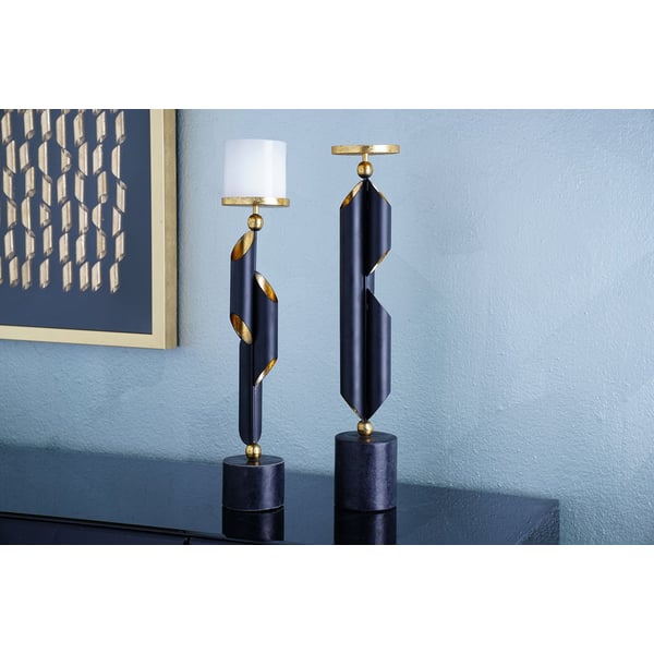 Gregorian Candle Holder Black/gold 11x11x49cm