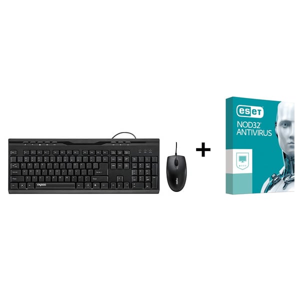 Rapoo NX1710 Wired Keyboard Mouse Combo + ESET NOD32 Antivirus V10 1Year/2